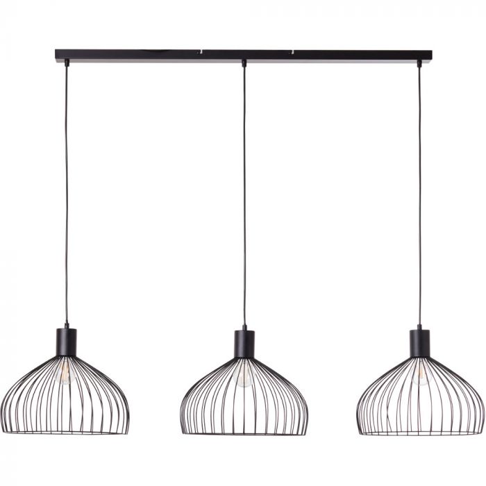 Brilliant Blacky 3-lichts hanglamp in mat zwart, met een strak en minimalistisch ontwerp, ideaal voor boven een eettafel of kookeiland.
