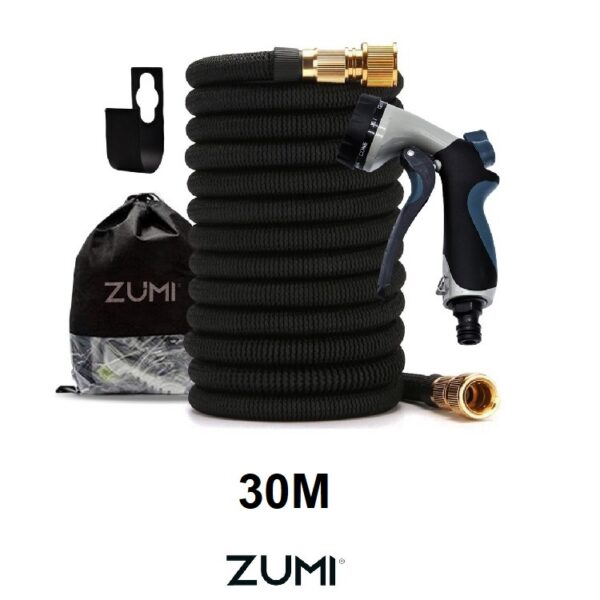 Zumi - Flexibele Tuinslang 30 Meter - Zwart - Uitrekbare tuinslang - Tuinsproeier - Magic Garden Water Hose - inclusief sproeier met 10 standen.