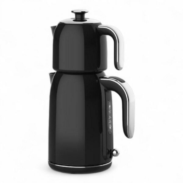 Mulex | MX066 Tee express | elektrische Turkse theepot | Zwart Rvs | - 1.7L + 1.0L | Led-indicator | 360° basis | 1850 W