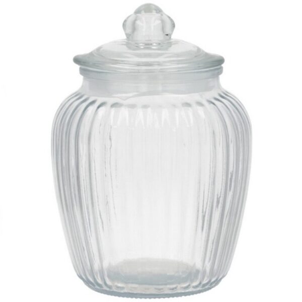 Kitchen & go | Snoeppot - voorraadpot stripes - met deksel - luchtdicht siliconen rand - glas - 1750 ml - D14 x H21 cm