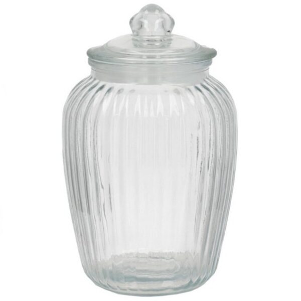 Kitchen & go | Snoeppot - voorraadpot stripes - met deksel - luchtdicht siliconen rand - glas - 2900 ml - D14 x H24 cm
