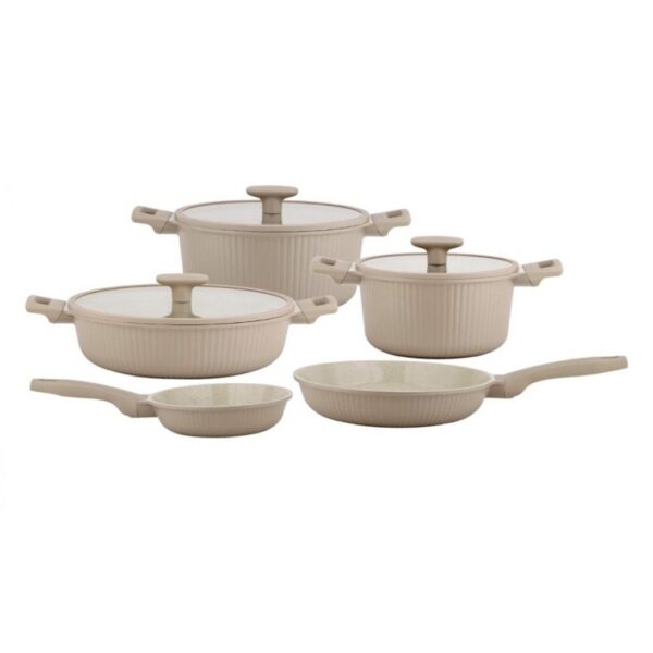 Ferveo – pannenset – Luna – inductie – taupe – kookpannen/koekenpannen Ø20/24/28