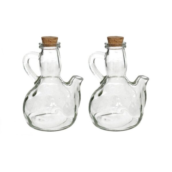 River Oil - Olie en Azijnstel met kurk - Handvat - Glas - 2st - 500ml