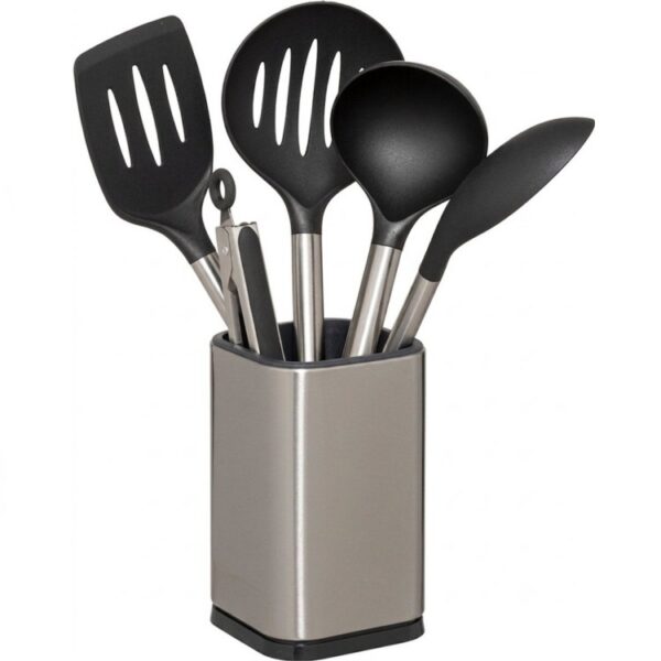 Kitchen & Go | Keukengerei kookgerei set met houder - 6 delig - Rvs
