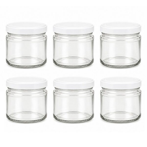 Adenglass | 6X weckpot glas 330 ml met schroefdeksel - weckpot - opbergpot - inmaakpot - glazen pot met witte deksel