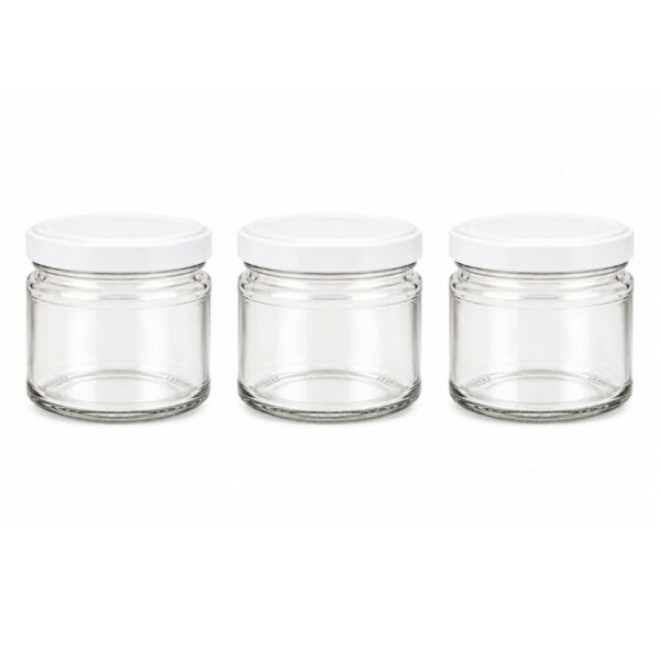 Adenglass | 3X weckpot glas 330 ml met schroefdeksel - weckpot - opbergpot - inmaakpot - glazen pot met witte deksel