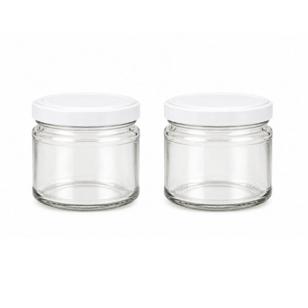 Adenglass | 2X weckpot glas 330 ml met schroefdeksel - weckpot - opbergpot - inmaakpot - glazen pot met witte deksel