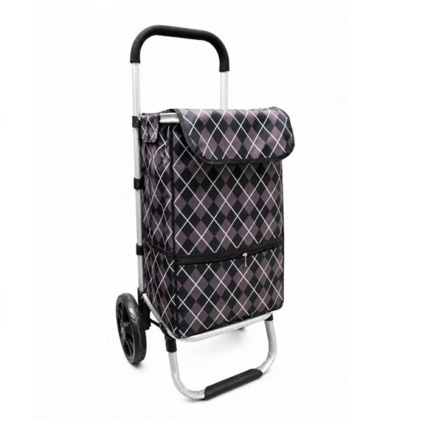 Boodschappentrolley - Boodschappenwagen - Boodschappenkar - Grote Wielen - Afneembare Boodschappentas - Aluminium Trolley - Bruin zwart - 2 wielen - 40 Liter -Tot 40kg